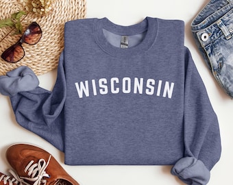 Wisconsin Sweatshirt | Sporty Wisconsin Crewneck Sweater | State Pride Shirt | Gift For Wisconsinite