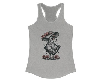 Canotta con stampa "Pollo con cappello", regalo per gli amanti degli animali