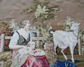 Antique Needlepoint Victorian Goats 1800 39 s English Stunning