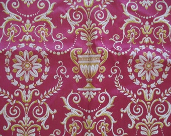 Vintage Neo Classical Damask Fabric Rayon Raspberry Red GORGEOUS Quality