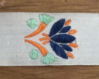 Antique Metallic Ribbon French Trim Art Deco Silver Blue Orange Green STUNNING