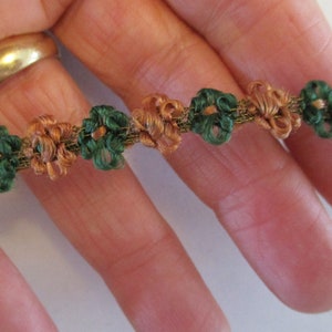 Vintage Rayon Trim Metallic for Ribbonwork Green Brown Sweet