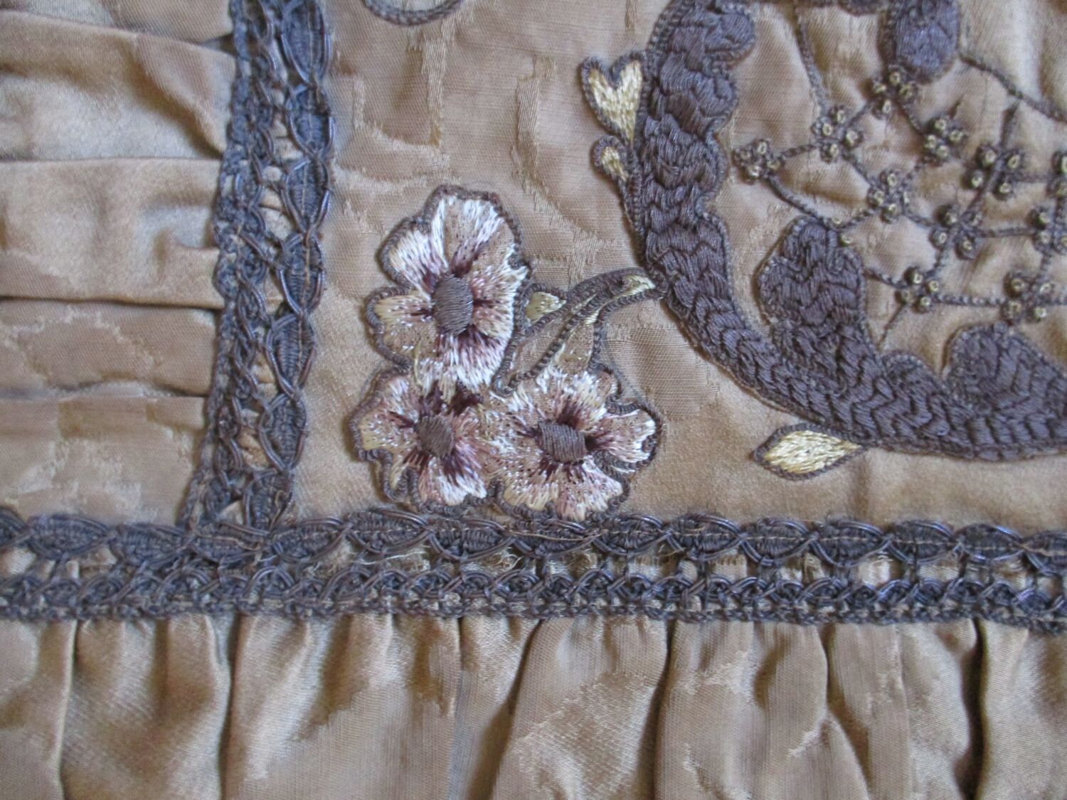 Antique Quilt French Bed Cover Silk Chenille Metallic Lace Etsy