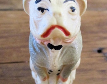 Antique Dog Roly Poly Celluloid Toy Viscoloid Bulldog 1920's Weighted CHARMING