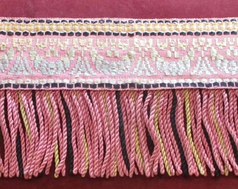 Antique Trim Fringe Cotton Rayon Tapicería Preciosa