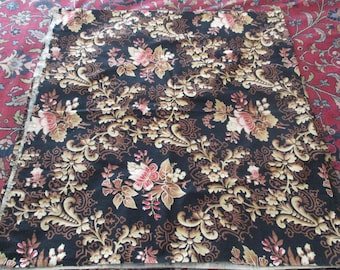 Antique Fabric Cotton French Art Nouveau Black 30 3/4" x 28 3/4"