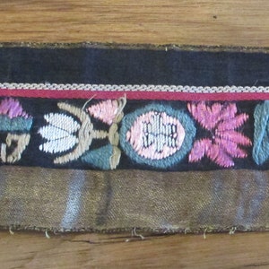 Antique Silk Ribbon Metallic Embroidery French RARE Trim 1900&#39;s STUNNING