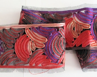 Antique Silk Trim Ribbonwork Net Lace Silk Edwardian Germany 1910's Stunning