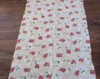 Vintage Cotton Fabric Roses 74" x 36" Panel So Shabby