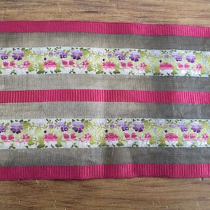 Antique Silk Ribbon 33 1/2&quot; x 4 Metallic Sash French 1920&#39;s FABULOUS
