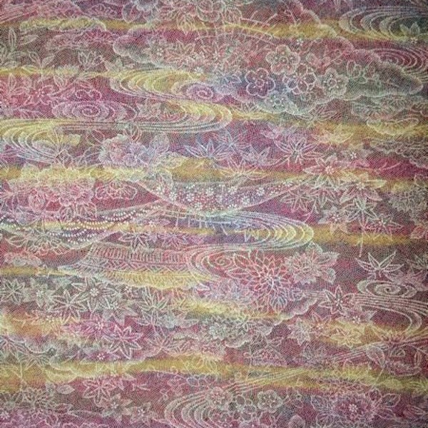 Vintage Silk Obi Fabric Japanese UNUSUAL DESIGN