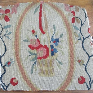 Antique Needlepoint French Roses Victorian Fragment Stunning &quot;A&quot;