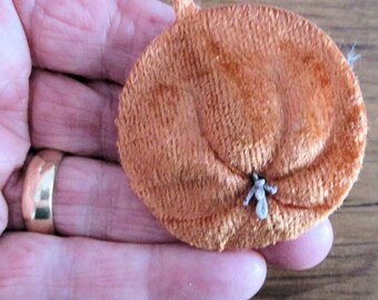 Vintage Velvet Millinery Orange Molded Fruit Applique 1950's LOVELY