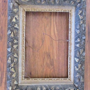 Antique Frame Victorian Gilt Wood Gesso Carved Leaves Faux Bois 1800's GORGEOUS