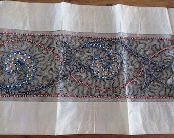 Antique Chinese Beaded Sash Qing Net Lace 1800's RARE and STUNNING