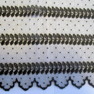 Antique Silk Tulle Net Lace Embroidered Trim Panel French Gorgeous #B