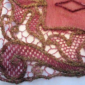 Vintage Metallic Lace Applique French Silk Chiffon Cutwork Bodice Panel Gorgeous