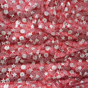 Vintage Metallic Fabric Art Deco Chinoserie Stars Lurex 1940&#39;s