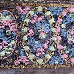 Antique Trim Metallic Edwardian Wide Border Textural 1910's VIBRANT