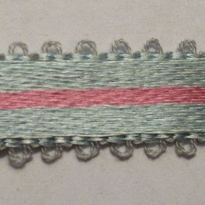 Antique Silk Ribbon French Trim Robins Egg Blue and Pink 1800s
