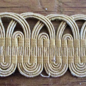Antique Silk Trim Gold Mustard French Passementerie 1800&#39;s LOVELY 18&quot; x 1 1/8&quot;