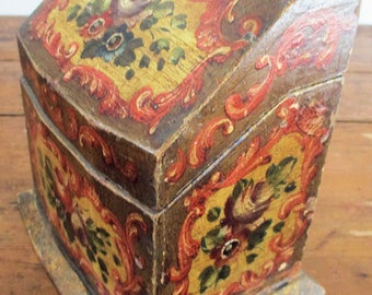 Antiker Briefkasten Polychrome Holz Schreibtisch Organizer 1800's HERRLICH