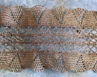 Vintage Metallic Trim Torchon Lace Copper Net Wide FABULOUS