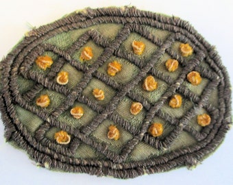 Antique Applique Silk Chenille Metallic French Embellishment 1800's GORGEOUS