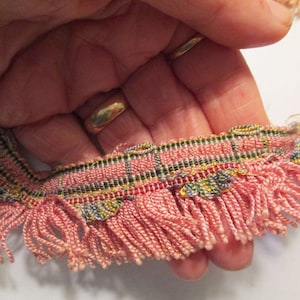 Antique Doll Fringe Trim Pink French Victorian 1800s