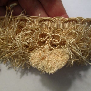 Antique Trim Fringe Silk French Passementerie Metallic Caterpillars Yardage 1800&#39;s