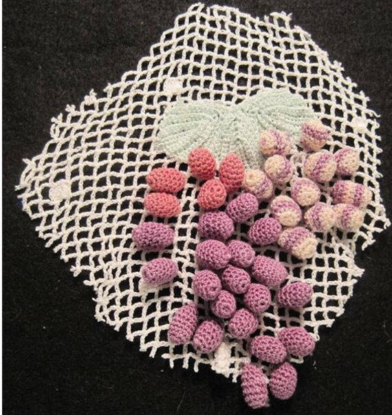 1920s French Crocheted Grape Decoration