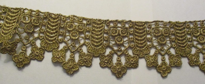 Antique Metallic Lace Cotton Trim Gold Art Nouveau 16 Stunning