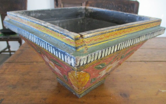 Vintage Planter Bohemian Cache Pot Wood Exotic