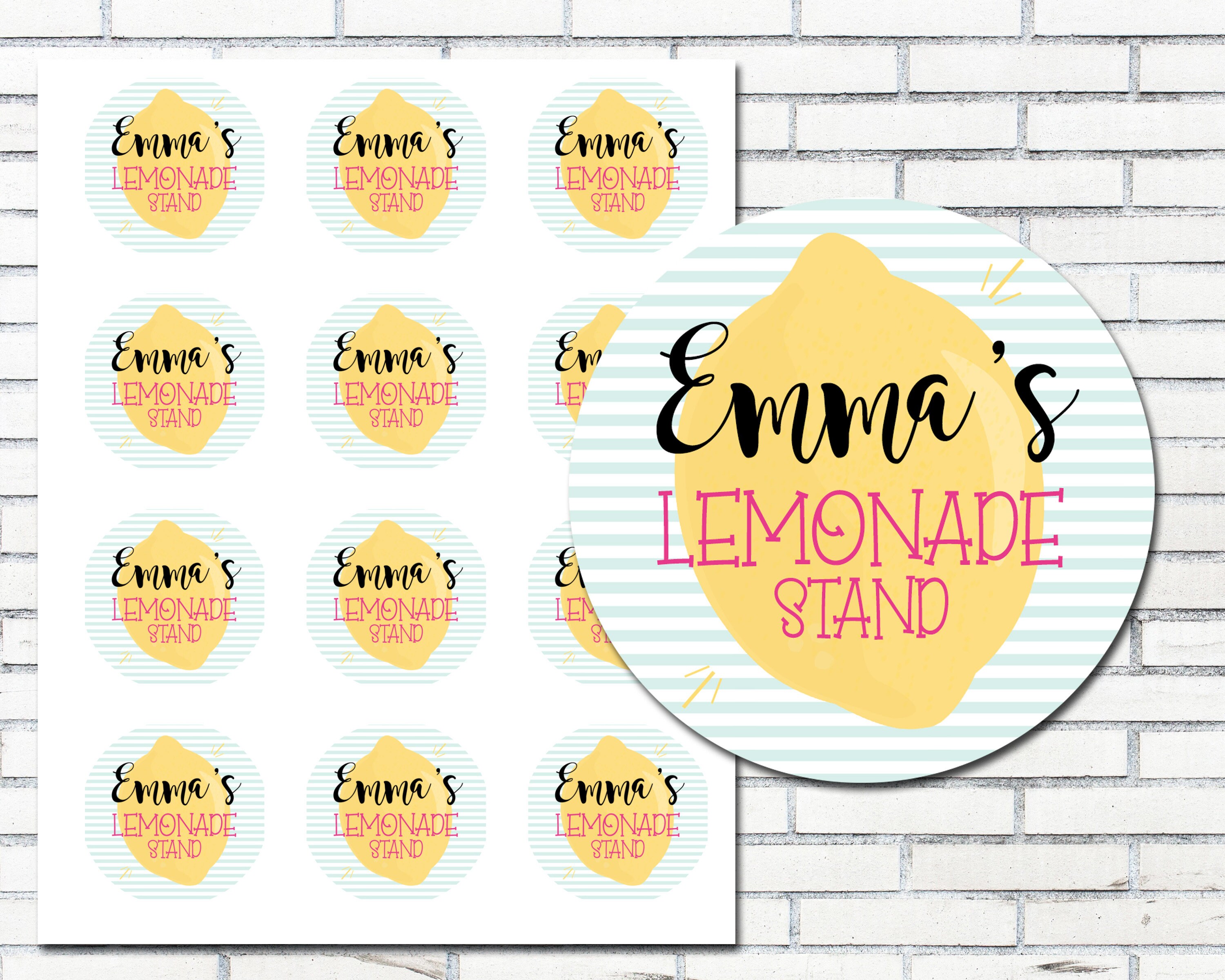 FUN Lemonade Stand Cup Stickers Custom Digital Download Etsy