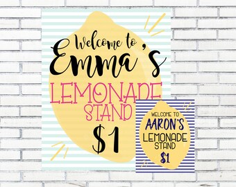 Custom Lemonade Stand Sign, Digital Download, Girl and BOY versions available