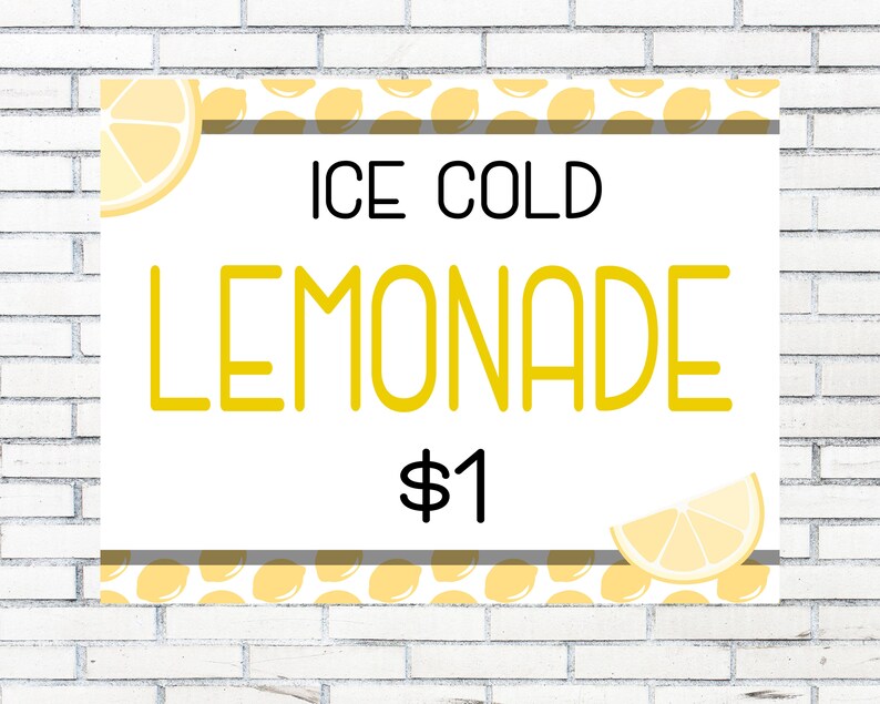 Lemonade Stand Sign, Instant Download, Digital, TWO SIZES Etsy