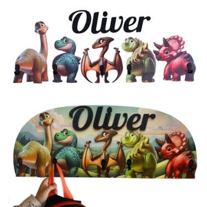 Custom Wall Dinosaur Hooks for Kids - Personalized Coat Rack Dino - ValArts