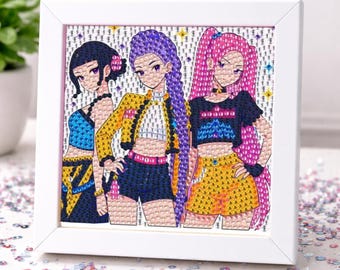 5D Diamond Art Painting (6x6 in) and Stickers Sets Kits Korean movie,  Derpy Tiger Creative, DIY Rhinestone Purse, Mosaic Anime Demon Design