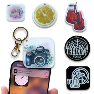 Custom NFC Keychain – Smart Digital Business Card for Instagram, Social Media – Better then QR code – Gift Small Business - Pre-Programmed
