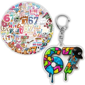 Six Seven Keychain or Necklace : 67 meme, Backpack Charm, Birthday Gift Set, Bulk Mini Gifts for Kids -  Pop Lightning