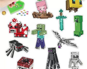 5D Diamant Kunst Aufkleber Kits, Pixel-Stil, einfach zu DIY kreativ, Diamant-Mosaik-Aufkleber für Jungen und Mädchen