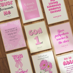 Christian Gallery Wall Art Set Gift for Christian Trendy Christian Wall Art Light Pink Wall Art Bible Verses Wall Art Gift for Student
