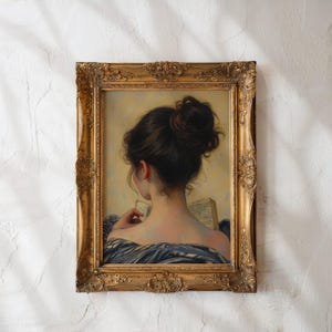 Gift for Mum Neutral Color Wall Art Whimsical Retro Print Reading Mom Girly Bedroom Cozy Wall Art Classical Painting Prints Digital Download
