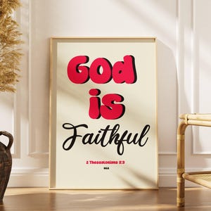 God is Faithful Wall Art Retro Christian Wall Art Faithful Jesus Christian Gifts Home Decor Teen Gift Jesus Wall Art Red Christian Art