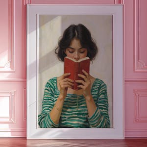 Reading Woman Art Oil Painting Book library Print Librarian Gift Book Nook Decor Home Decor Reading Poster Reading Gift Bookish Art Prints
