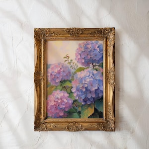 Floral Wall Art Botanical Vintage Floral Wall Print Pastel Prints Hydrangeas Wall Art Gift for Mother Farmhouse Decor for Bedroom Download