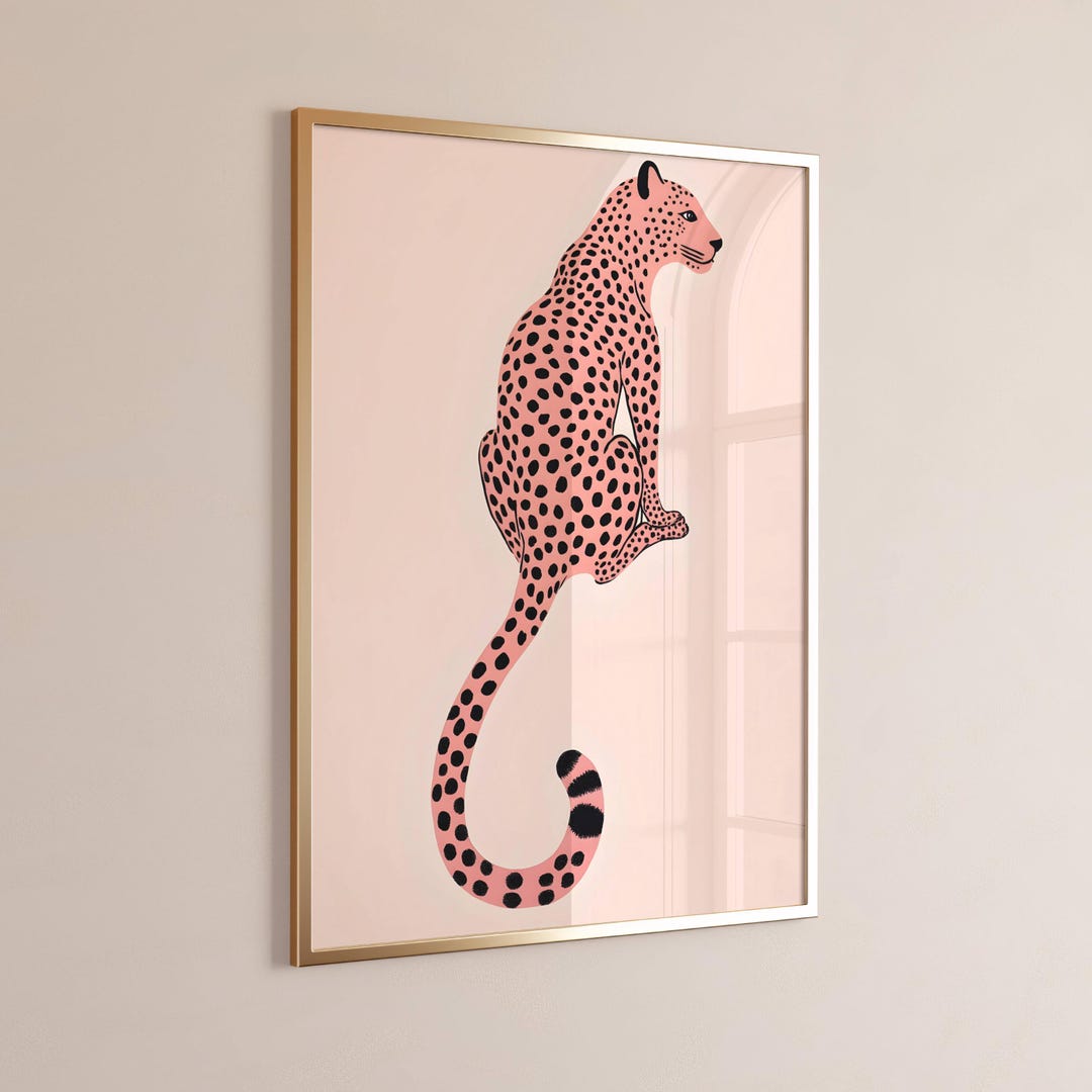 Pink Leopard Wall Art Cheetah Poster Maximalist Wall Art Pink Leopard ...
