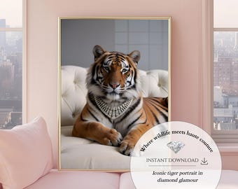 Trendy Tiger Prints Diamonds Art Luxury Bedroom Decor Luxury Dorm Prints Luxury Wall Art Big Cat Print Tiger Wall Art Designer Art Print