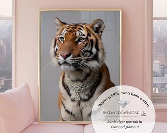 Luxury Bedroom Decor Trendy Tiger Poster Designer Print Luxury Dorm Prints Diamond Wall Art Luxury Wall Art Big Cat Print Tiger Wall Art