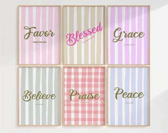 Christian Prints Bible Nursery Prints Girl Christian Wall Art Nursery Girl Pastel Prints for Girls Room Office Aesthetic Printable Wall Art